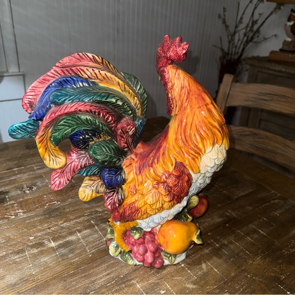 Hand-Painted Multicolor Ceramic Rooster Figurine - Decorative Home Accent - Picture 3 of 9
